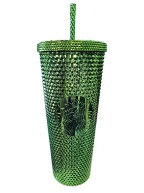 Starbucks Metallic Green Studded Bling 24 oz Tumbler Cold Cup